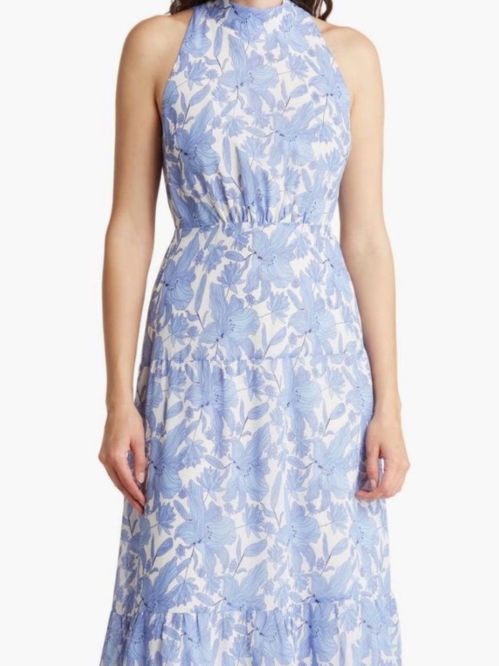 Sam Edelman Blue Floral Halter Midi Dress